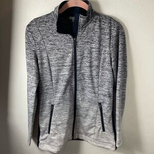 Talbots Blue White Heathered Ombré Jacket Sweatshirt Sz P Petite‎